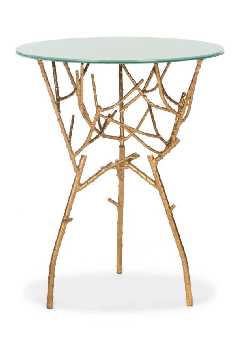 Tara Branched Glass Top Gold Accent Table