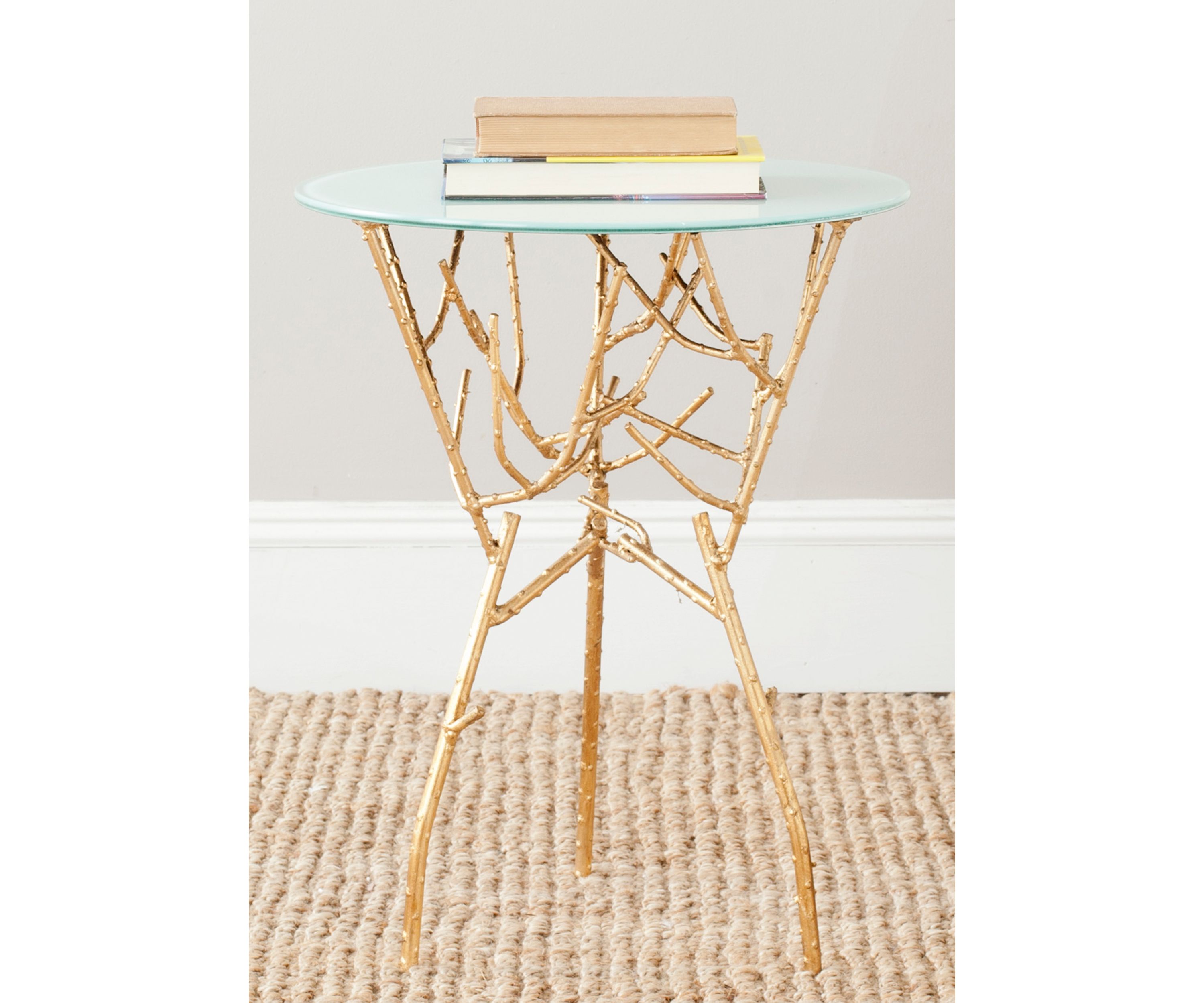 Tara Branched Glass Top Gold Accent Table