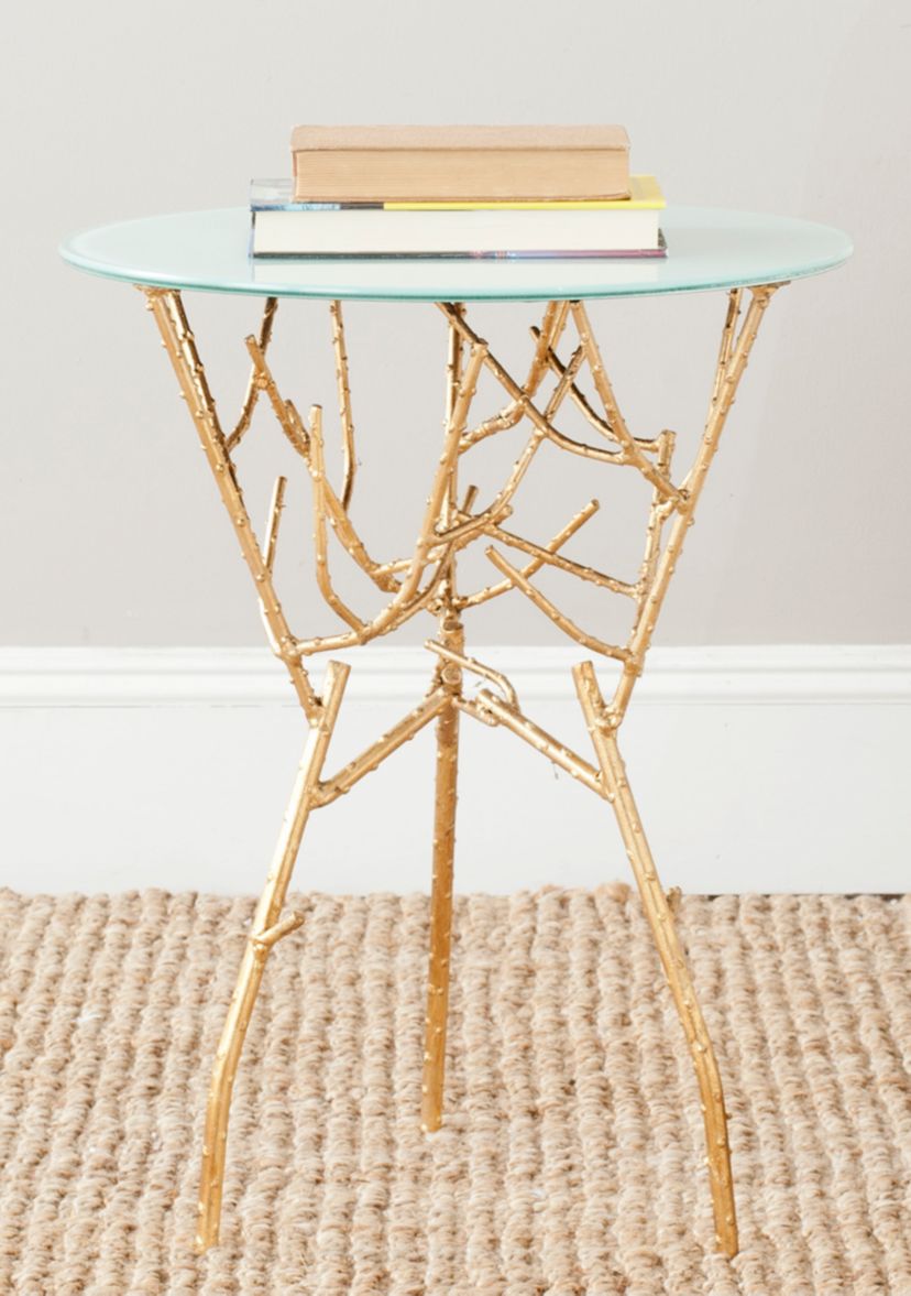 Tara Branched Glass Top Gold Accent Table
