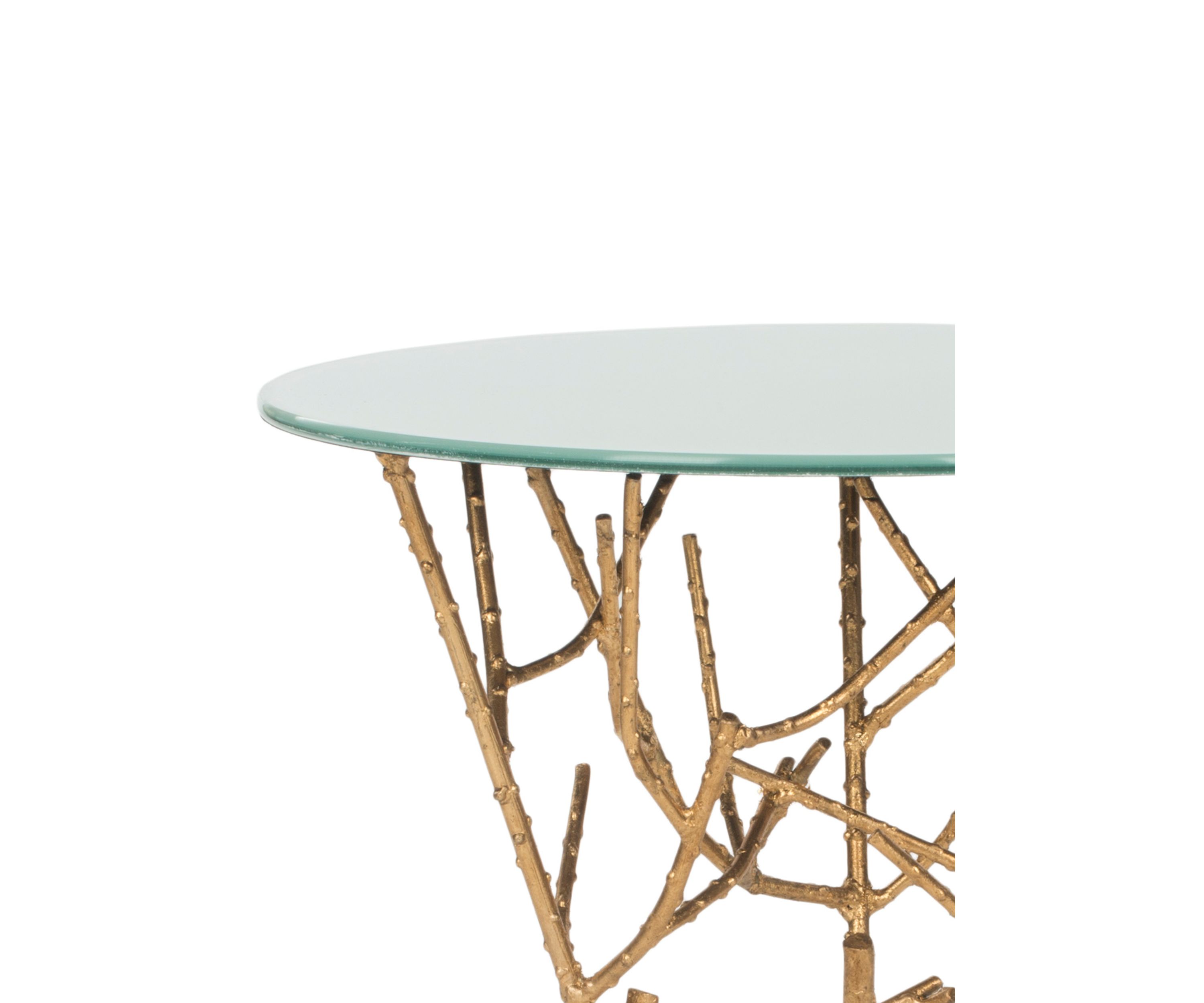 Tara Branched Glass Top Gold Accent Table