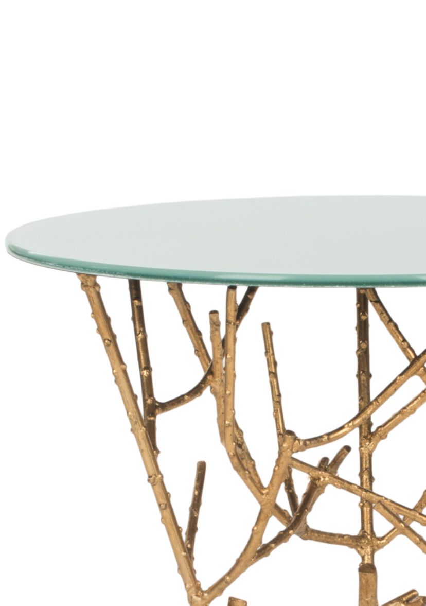 Tara Branched Glass Top Gold Accent Table