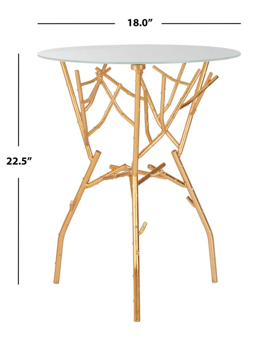 Tara Branched Glass Top Gold Accent Table