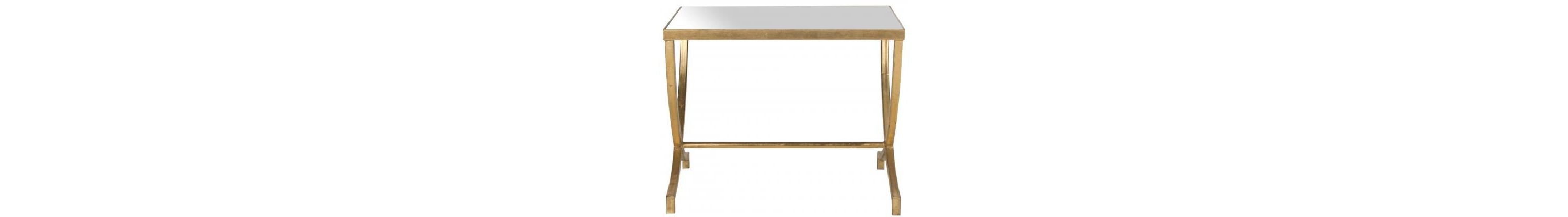 Maureen Glass Top Gold Leaf Accent Table