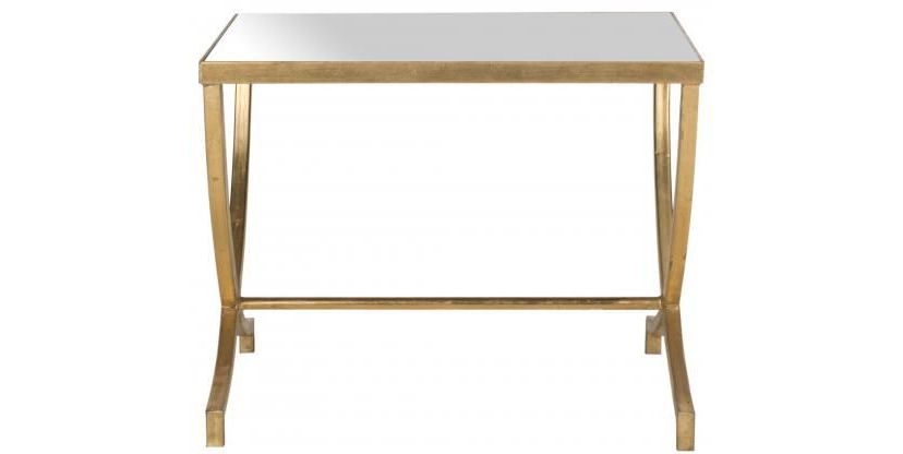 Maureen Glass Top Gold Leaf Accent Table