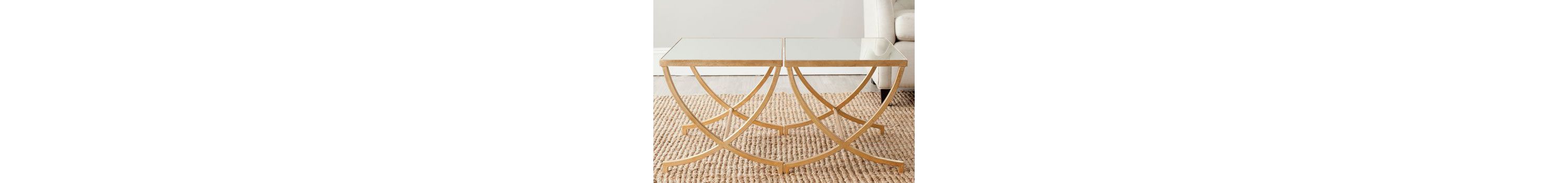 Maureen Glass Top Gold Leaf Accent Table