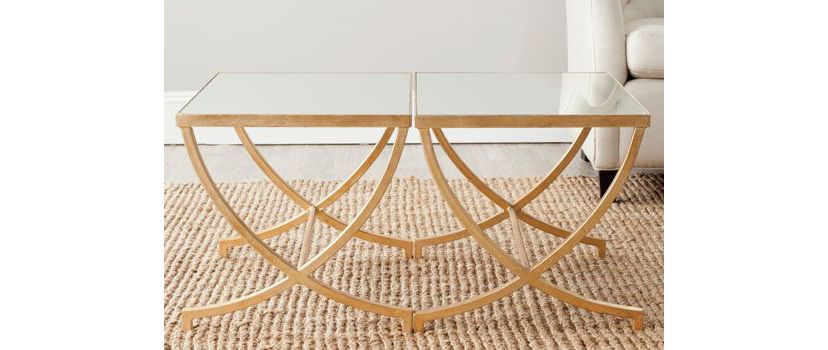 Maureen Glass Top Gold Leaf Accent Table