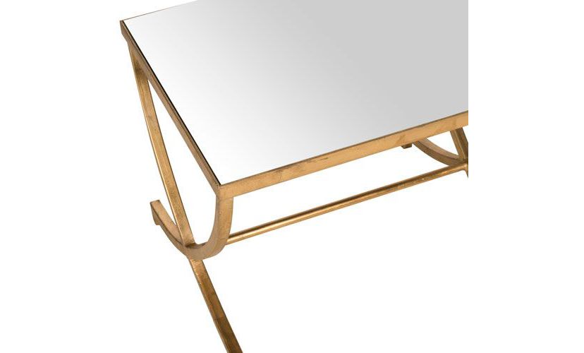 Maureen Glass Top Gold Leaf Accent Table