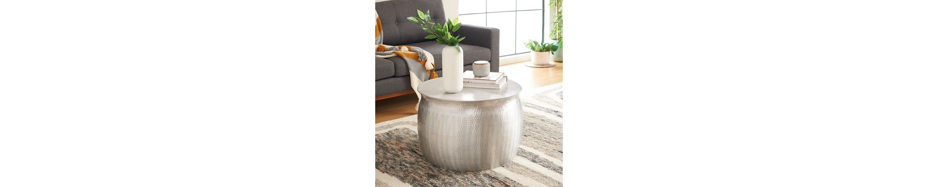 Aztec Hammered Metal Table Stool