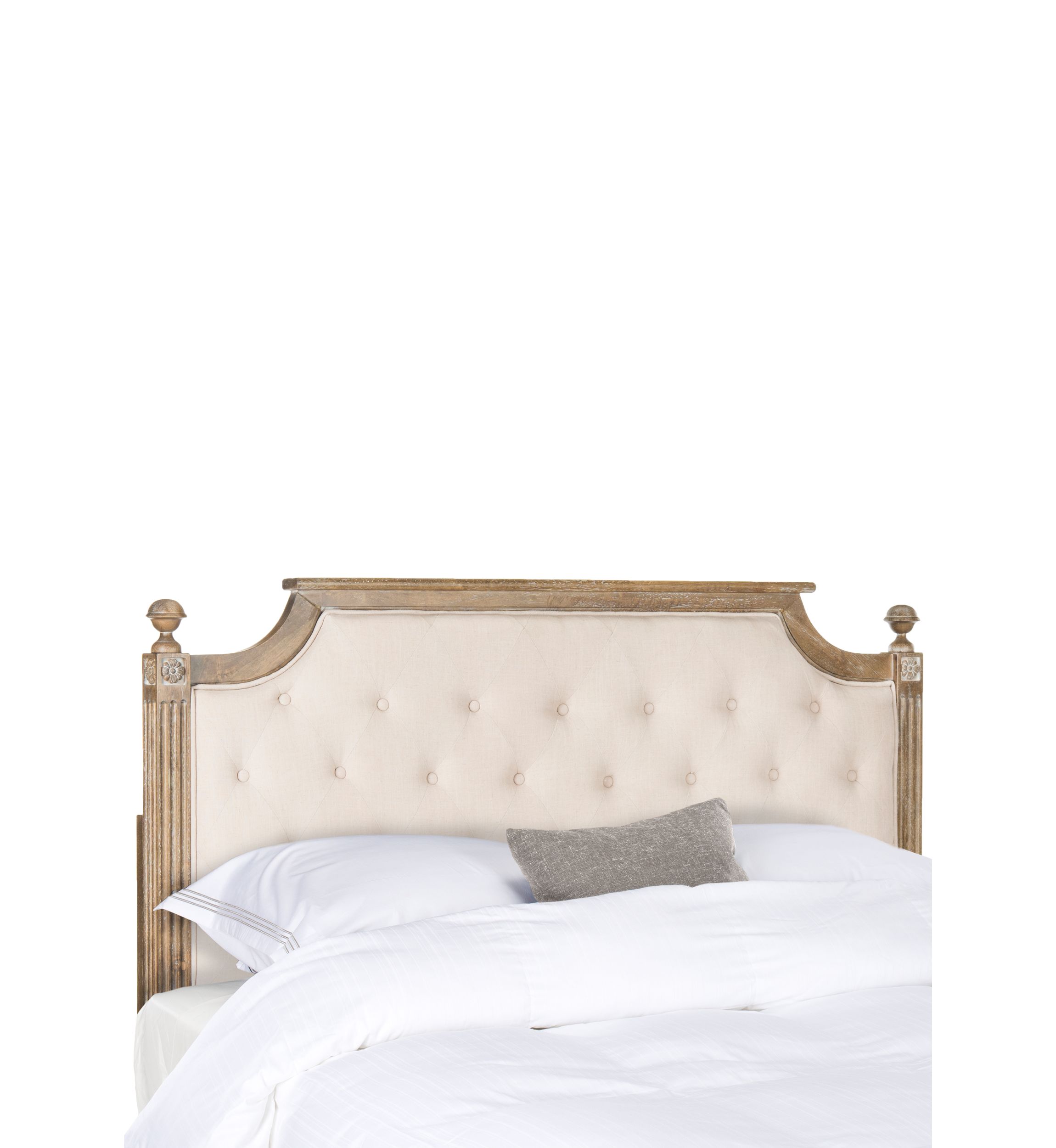 Rustic Wood Tufted Linen Headboard