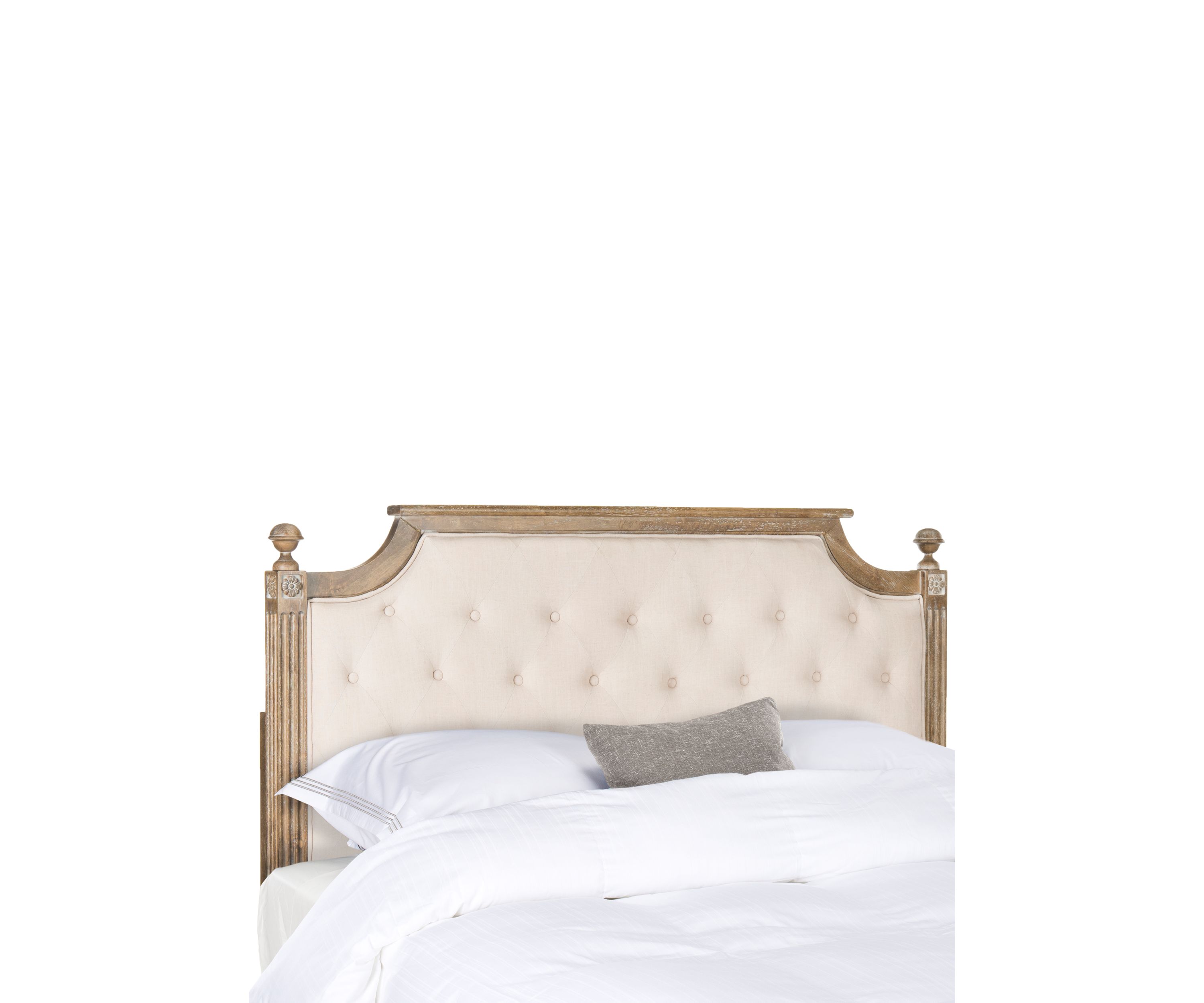 Rustic Wood Tufted Linen Headboard