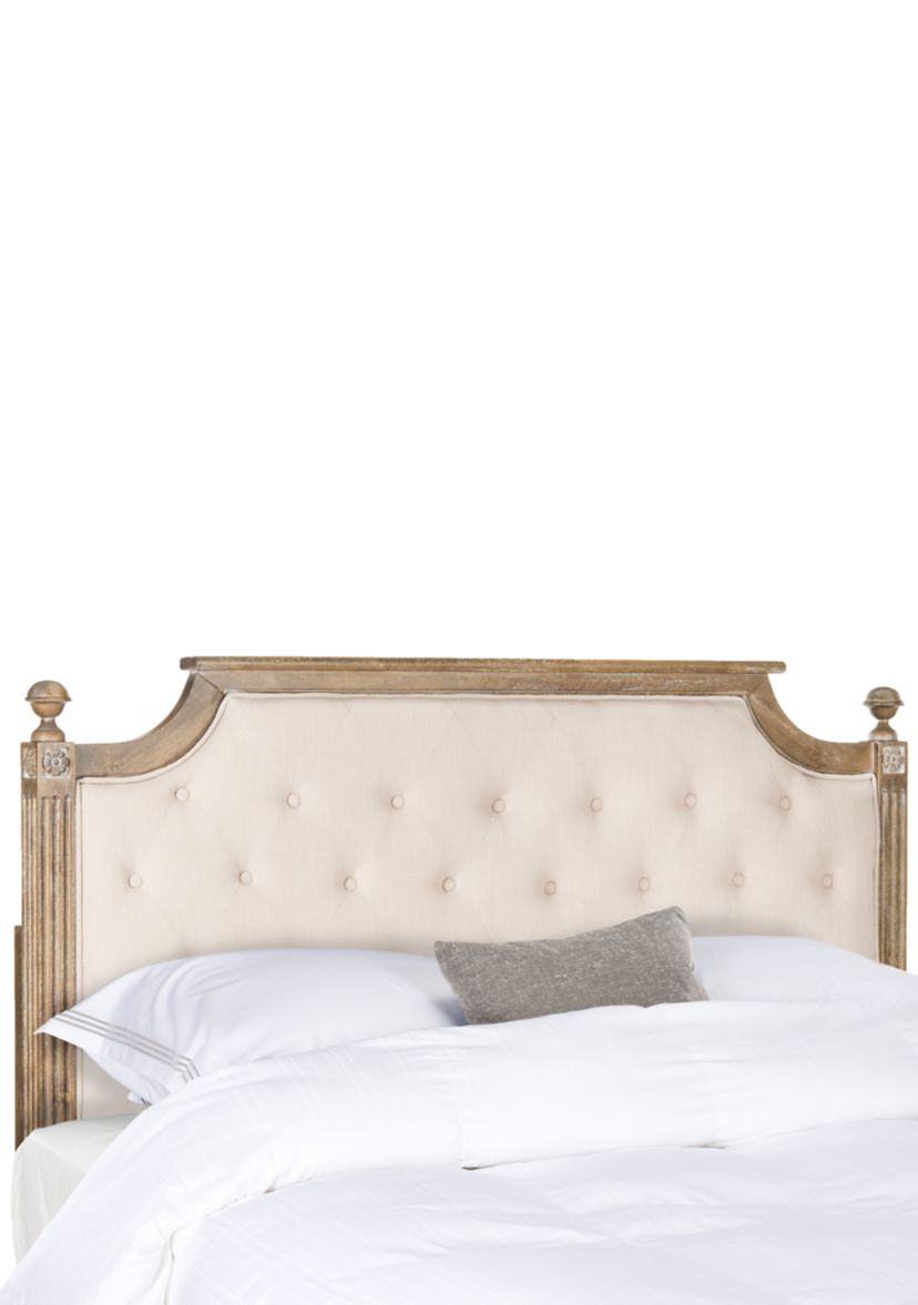 Rustic Wood Tufted Linen Headboard