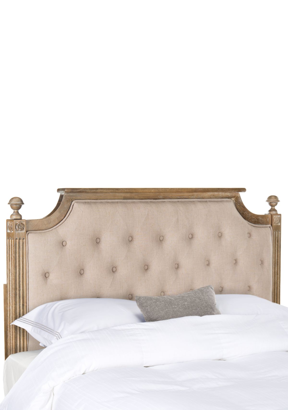 Rustic Wood Tufted Linen Headboard