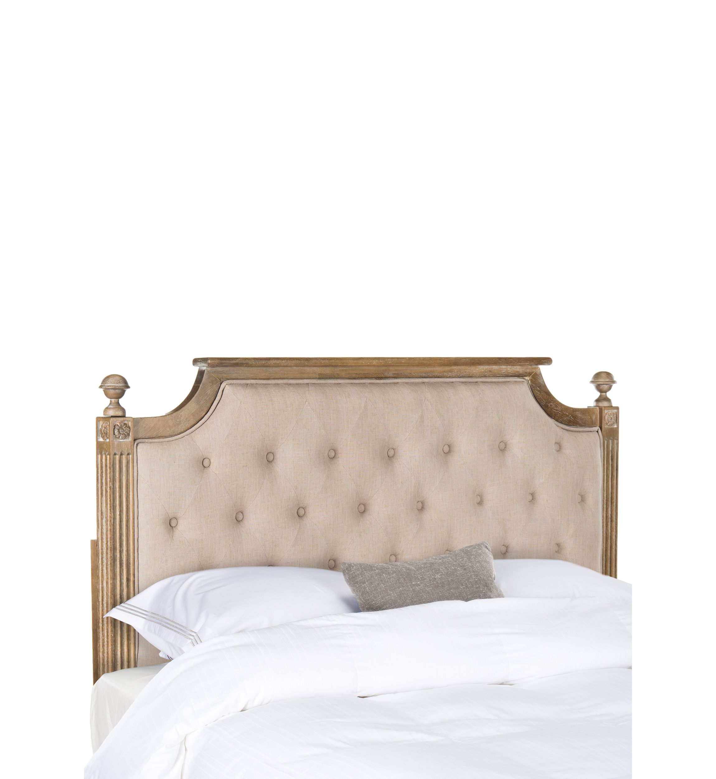 Rustic Wood Tufted Linen Headboard