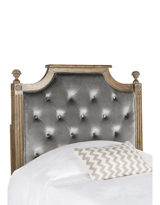Twin Safavieh Home Collection Tufted Velvet Rustic Oak and Grey Headboard
