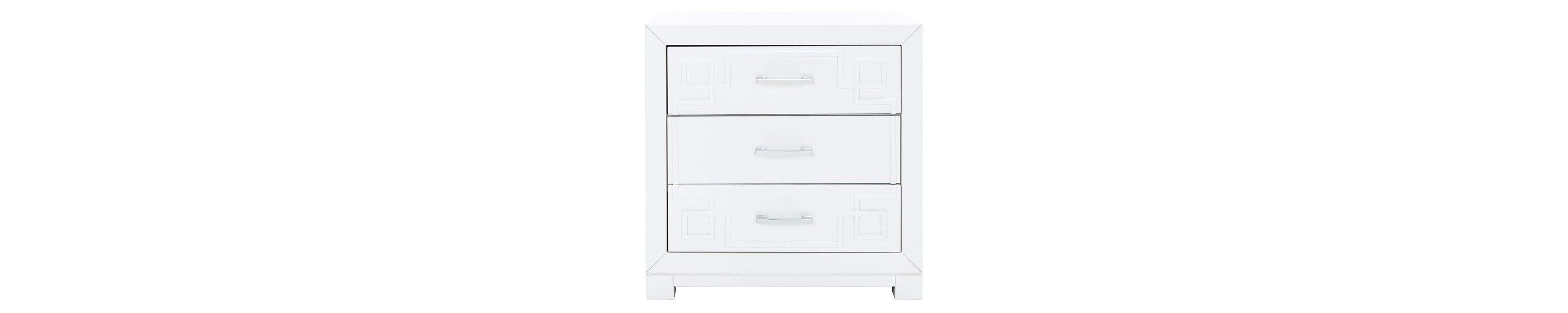 Raina Three Drawer Greek Key Night Stand