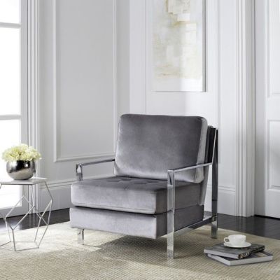 Safavieh Walden Modern Tufted Velvet Chrome Accent Chair