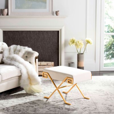 Safavieh Luna Greek Key Bench, Beige