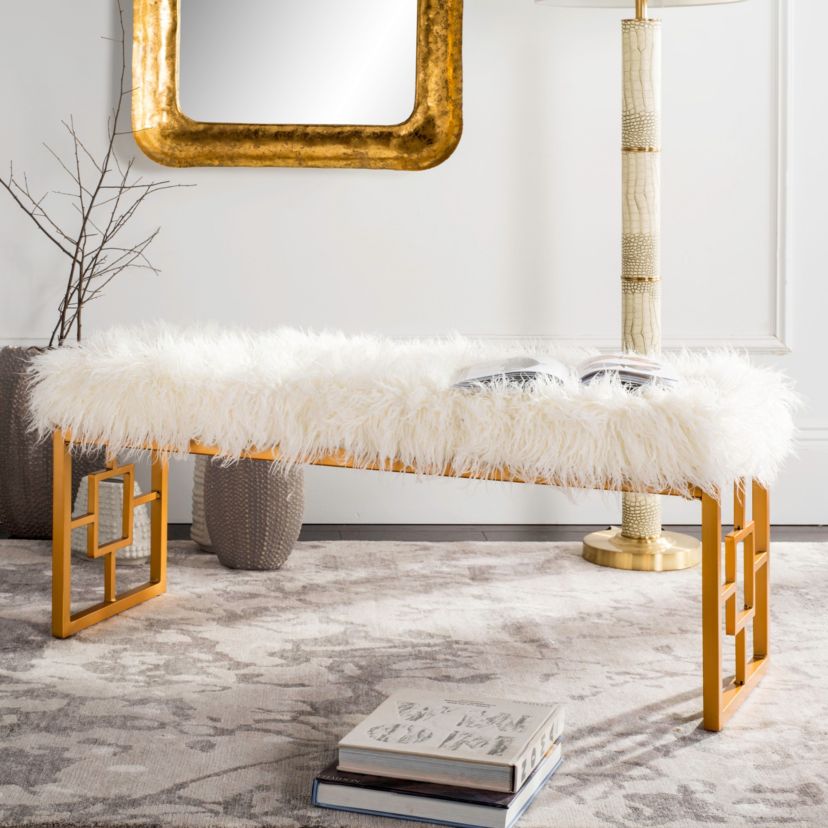 Mera Faux Sheepskin Bench