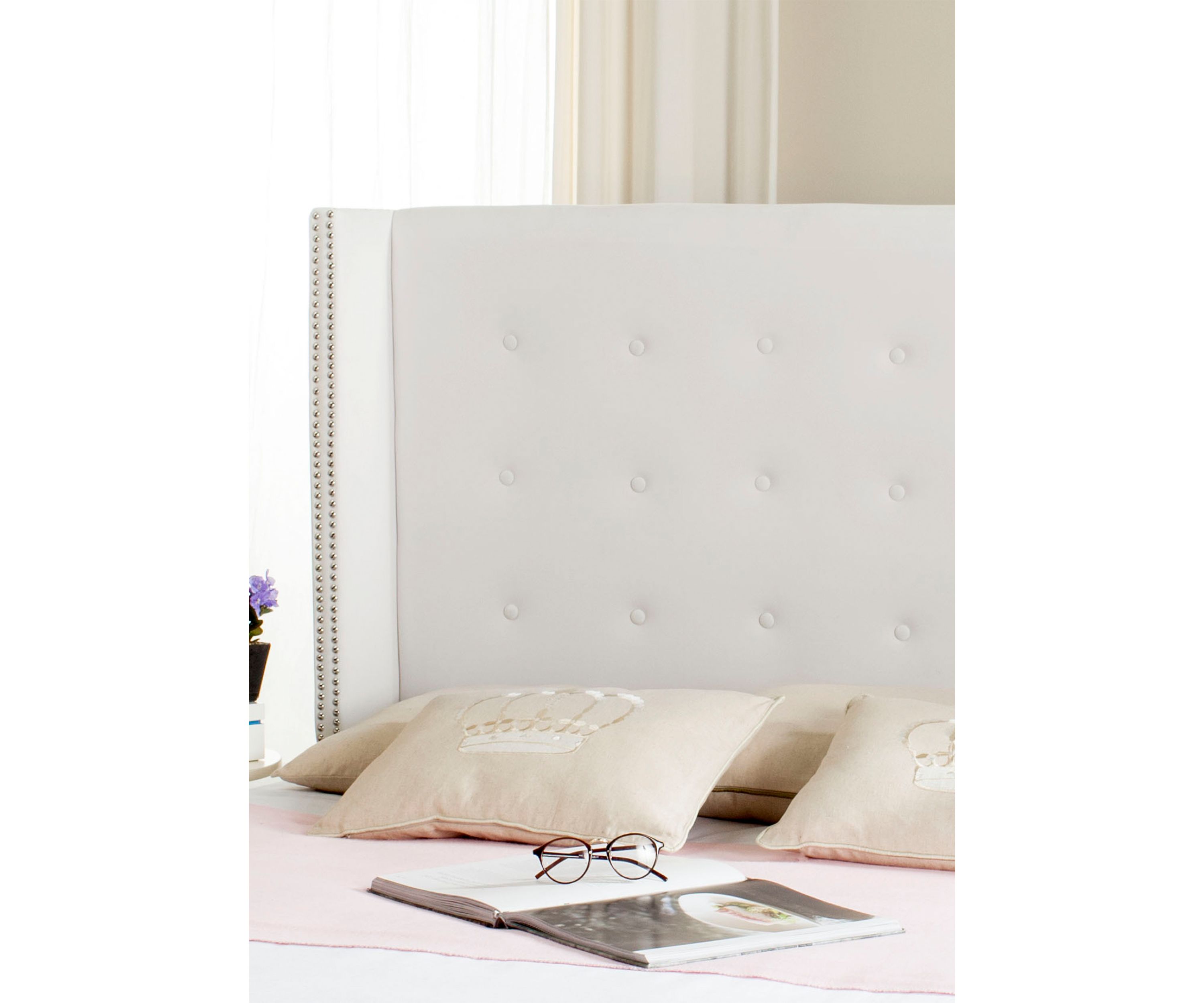 Keegan Velvet Tufted Winged Headboard  