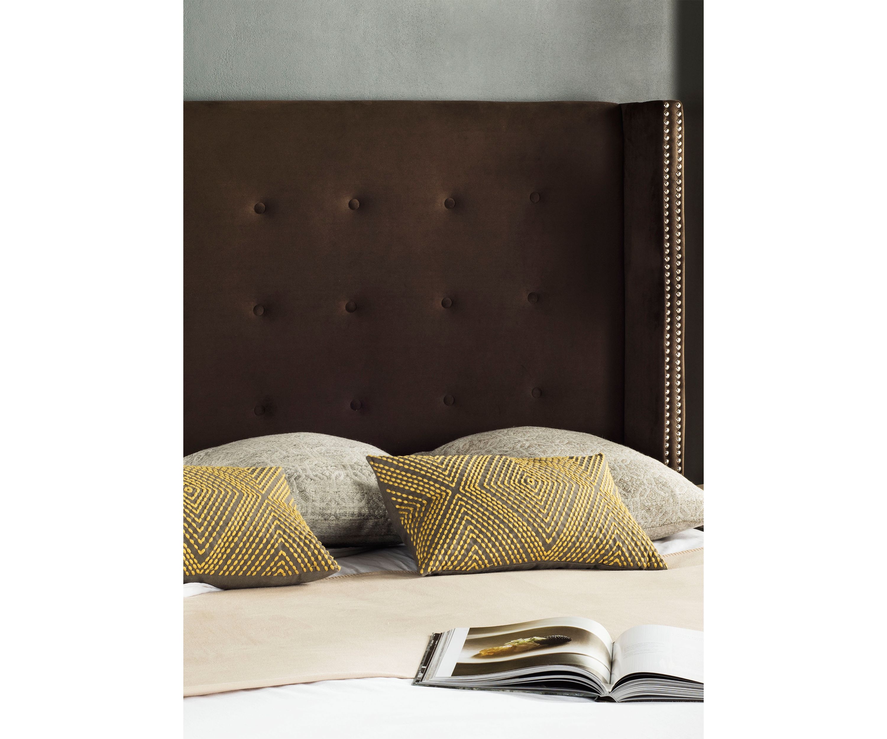 	  Keegan Velvet Tufted Winged Headboard  