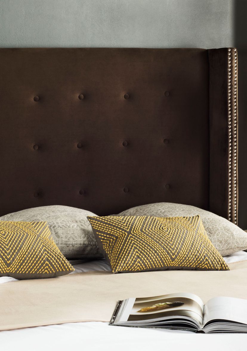 	  Keegan Velvet Tufted Winged Headboard  