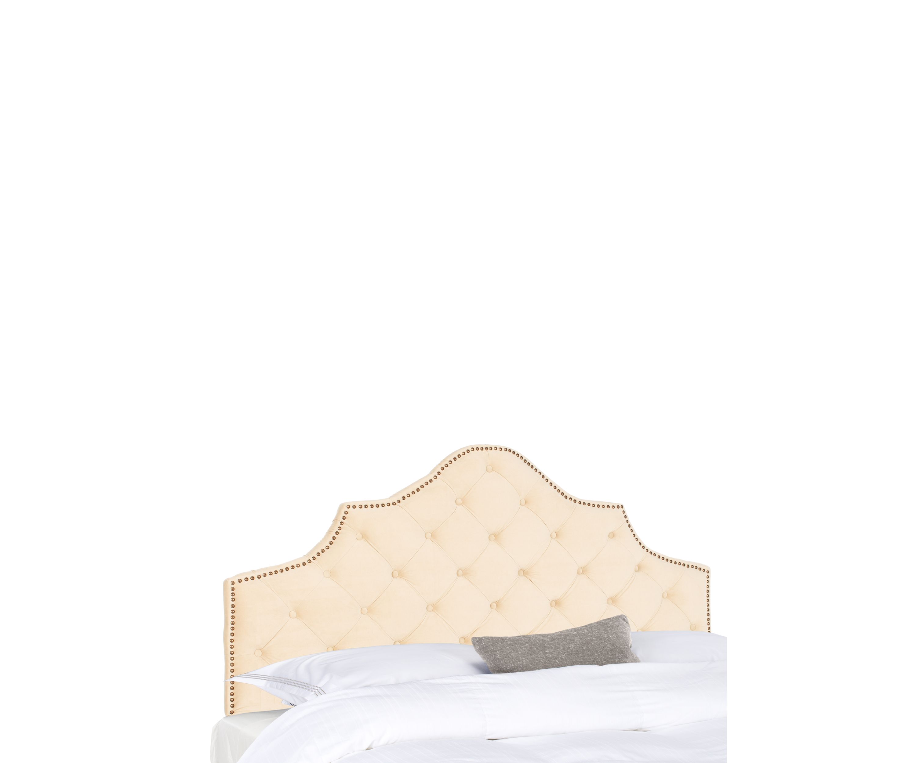 Arebelle Buckwheat Velvet Headboard  - Brass Nailhead