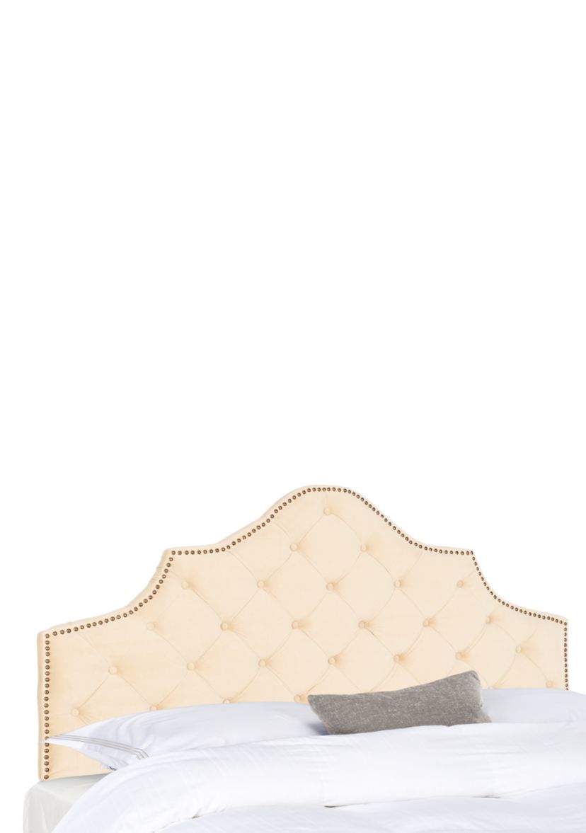 Arebelle Buckwheat Velvet Headboard  - Brass Nailhead