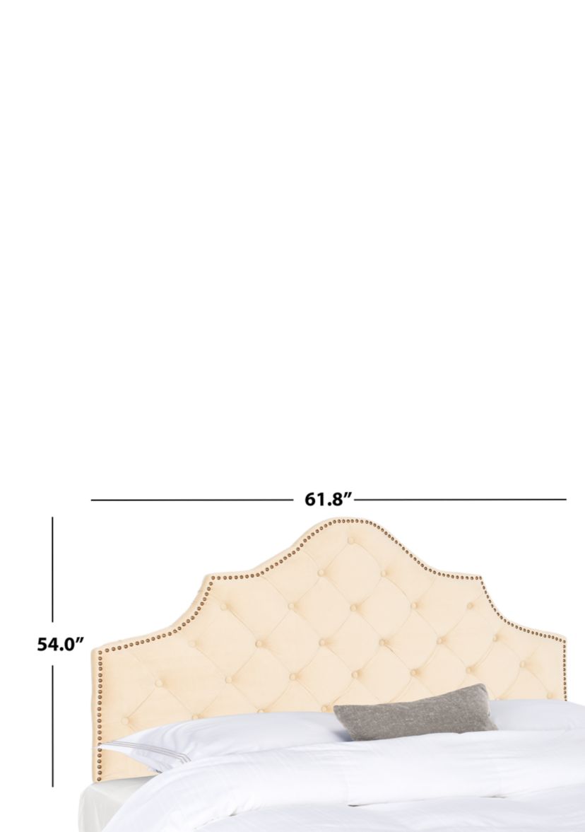Arebelle Buckwheat Velvet Headboard  - Brass Nailhead