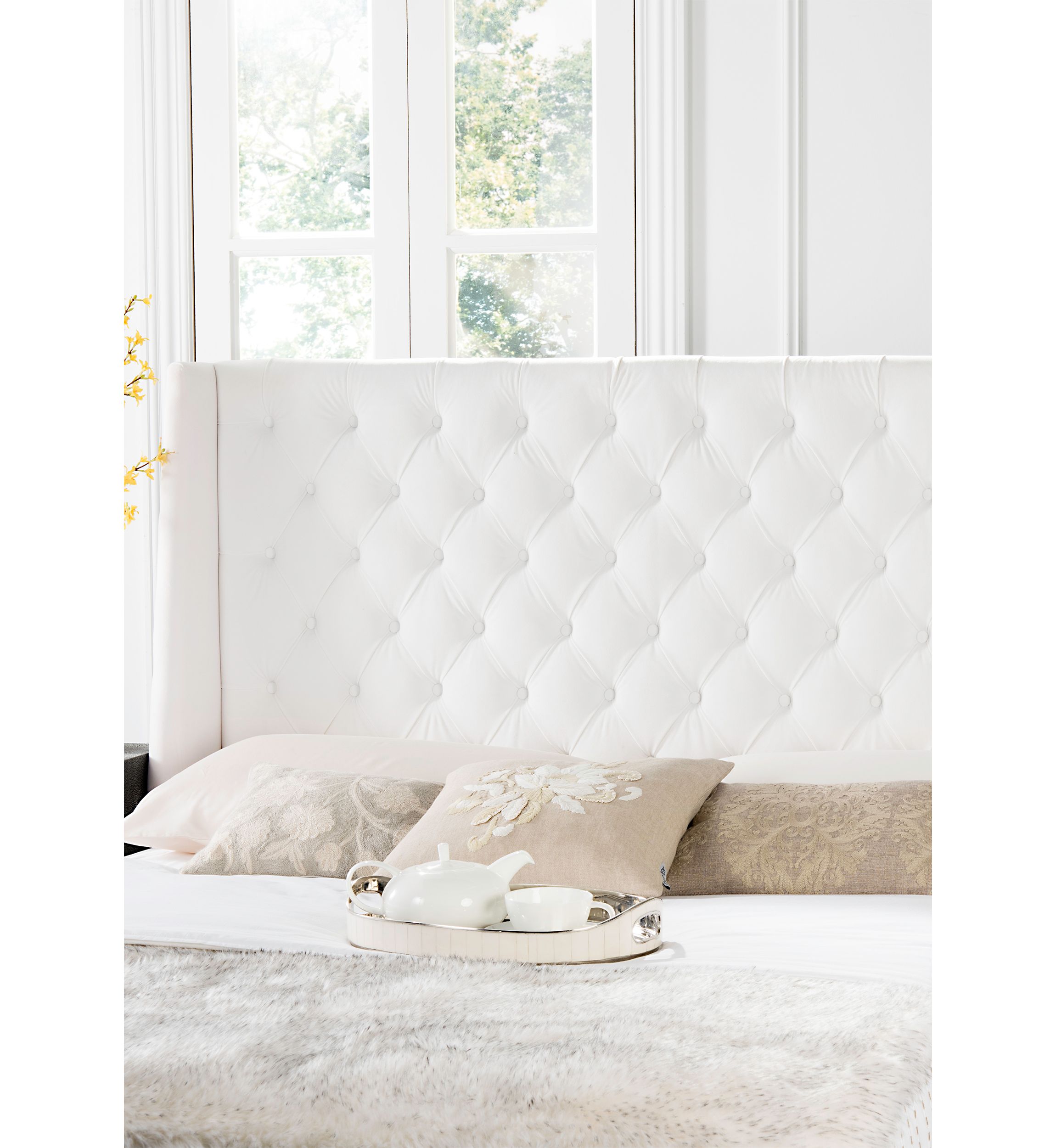 	  London Velvet Tufted Winged Headboard  