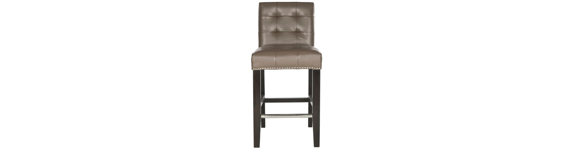 Thompson 23.9" Leather Counter Stool W/ Silver Nailheads