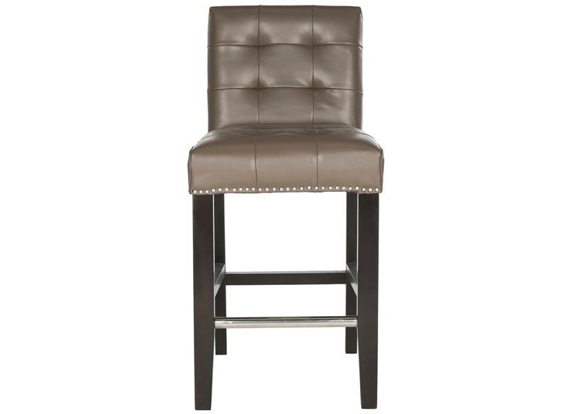 Thompson 23.9" Leather Counter Stool W/ Silver Nailheads