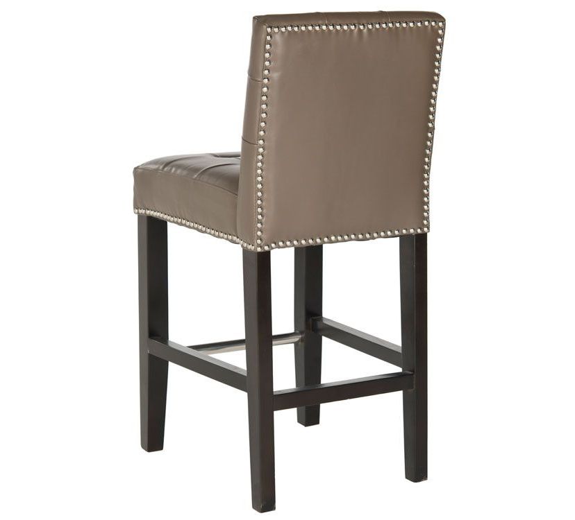 Thompson 23.9" Leather Counter Stool W/ Silver Nailheads