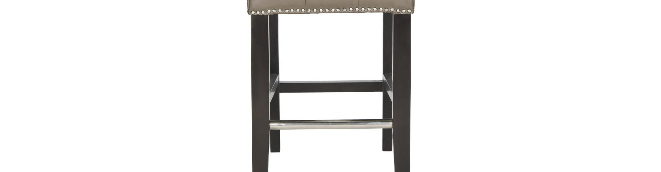 Thompson 23.9" Leather Counter Stool W/ Silver Nailheads