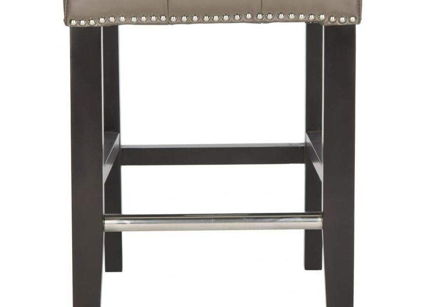 Thompson 23.9" Leather Counter Stool W/ Silver Nailheads