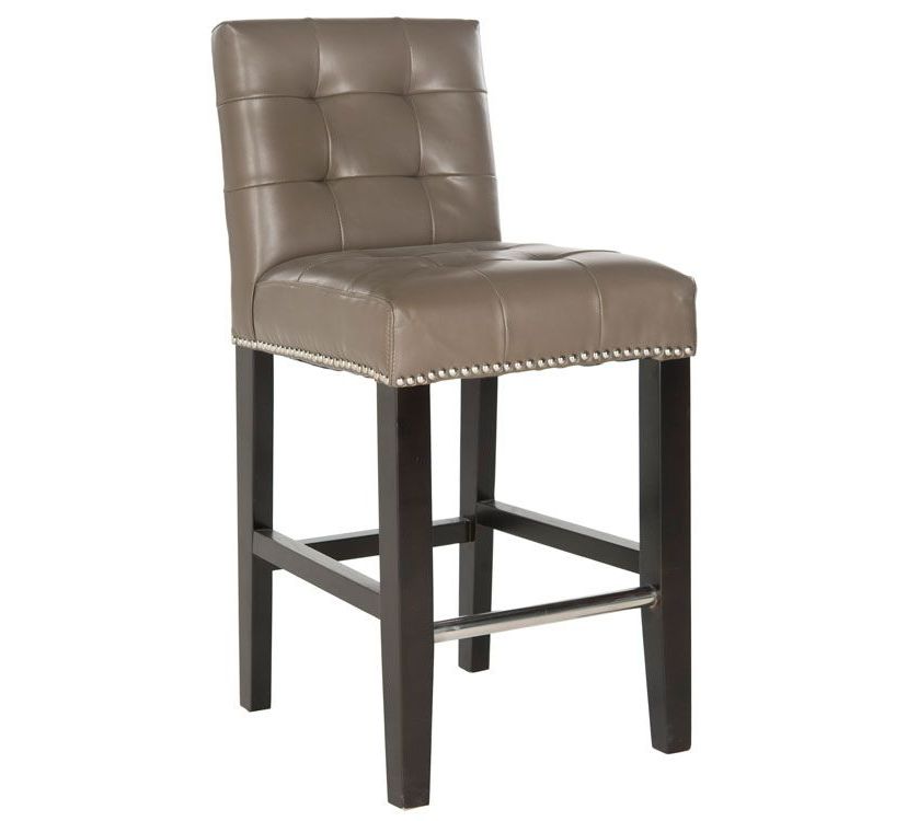 Thompson 23.9" Leather Counter Stool W/ Silver Nailheads