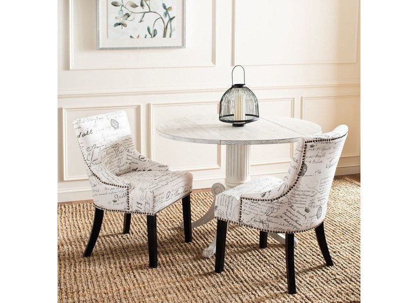 Lotus 19H Kd Side Chair (Set Of 2)  Brass Nail Heads