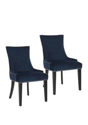 Safavieh Set of 2 Lester Dining Chairs, Navy Blue -  0683726140573