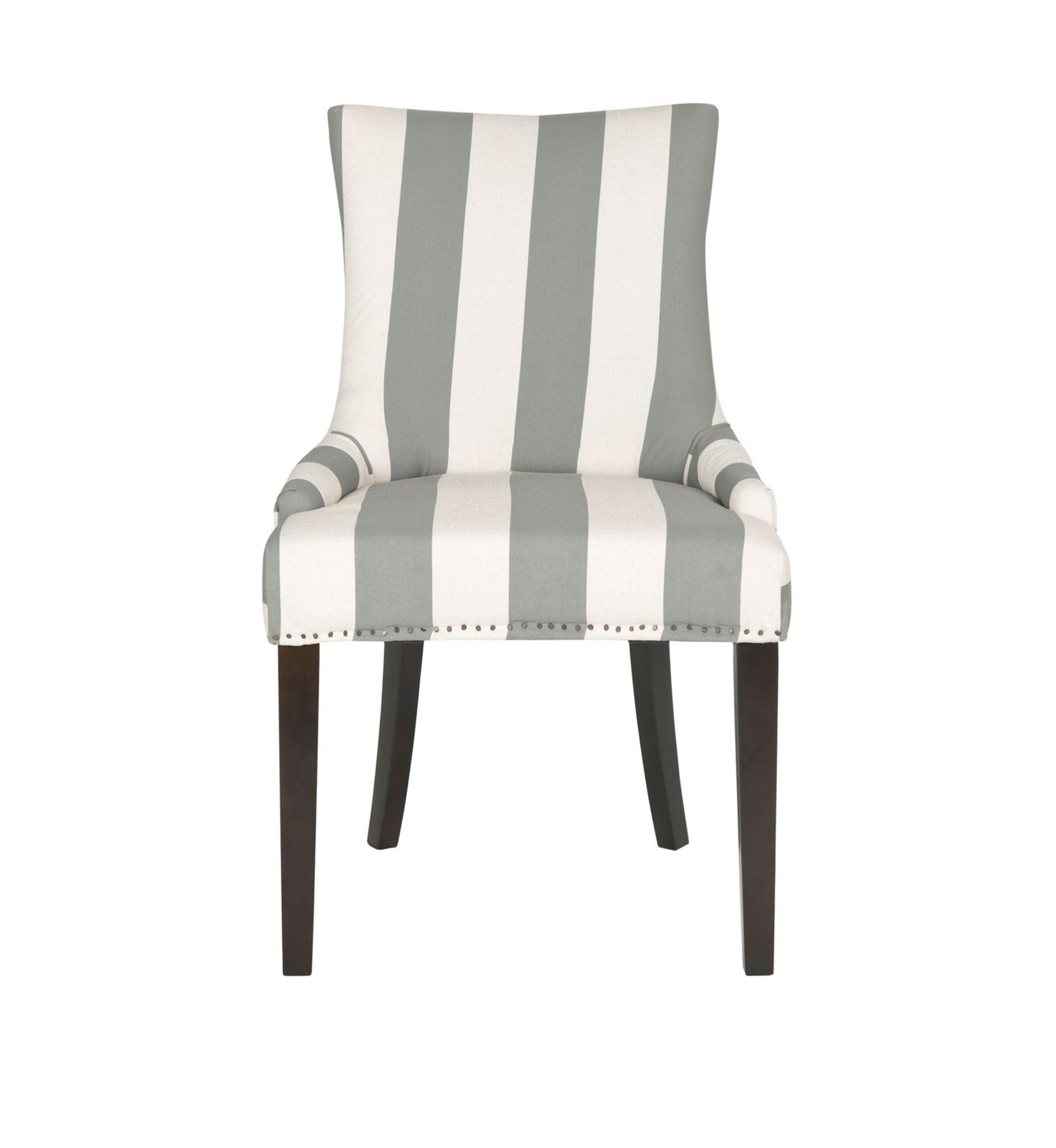 Set of 2 Lester Dining Chair Gray and Bone Striped