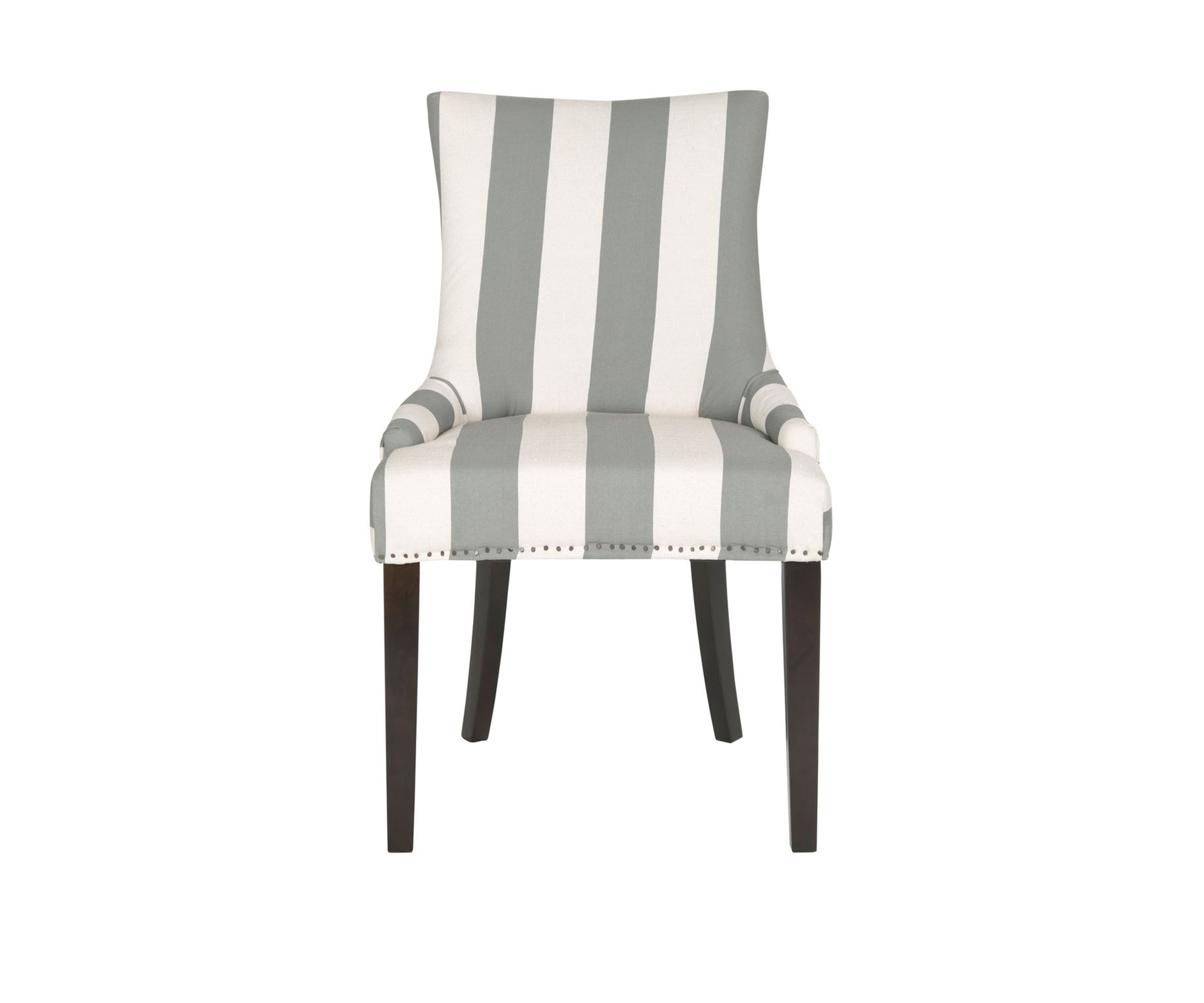 Set of 2 Lester Dining Chair Gray and Bone Striped