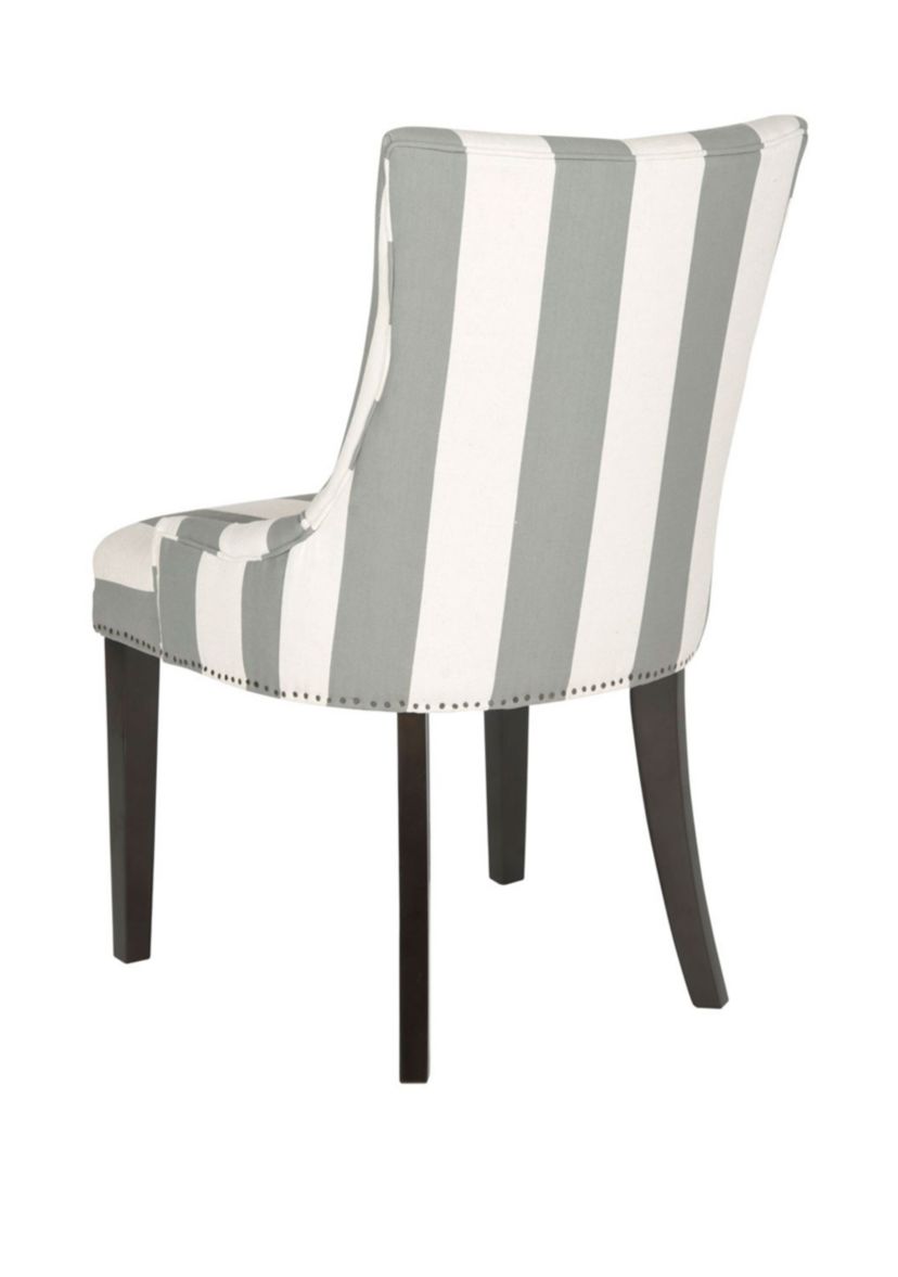 Set of 2 Lester Dining Chair Gray and Bone Striped