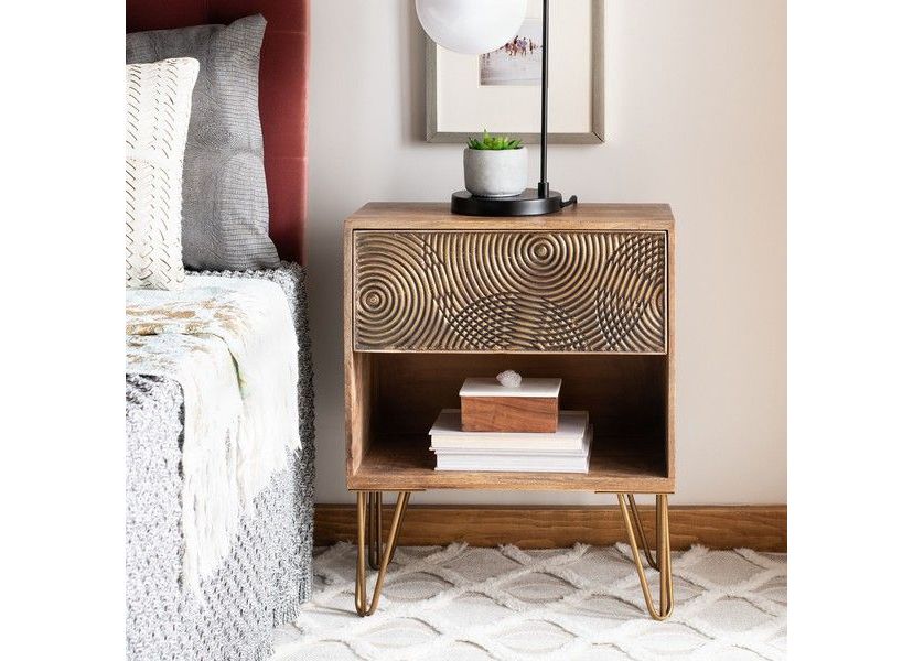 Solene 1 Drawer Textured Nightstand