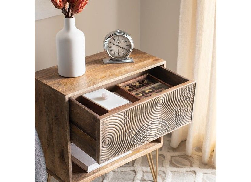 Solene 1 Drawer Textured Nightstand