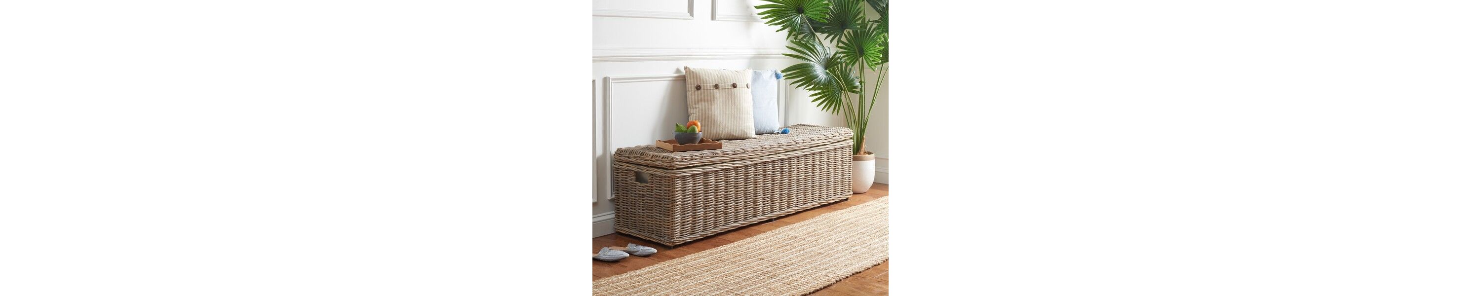 Caius Wicker Bench With Storage