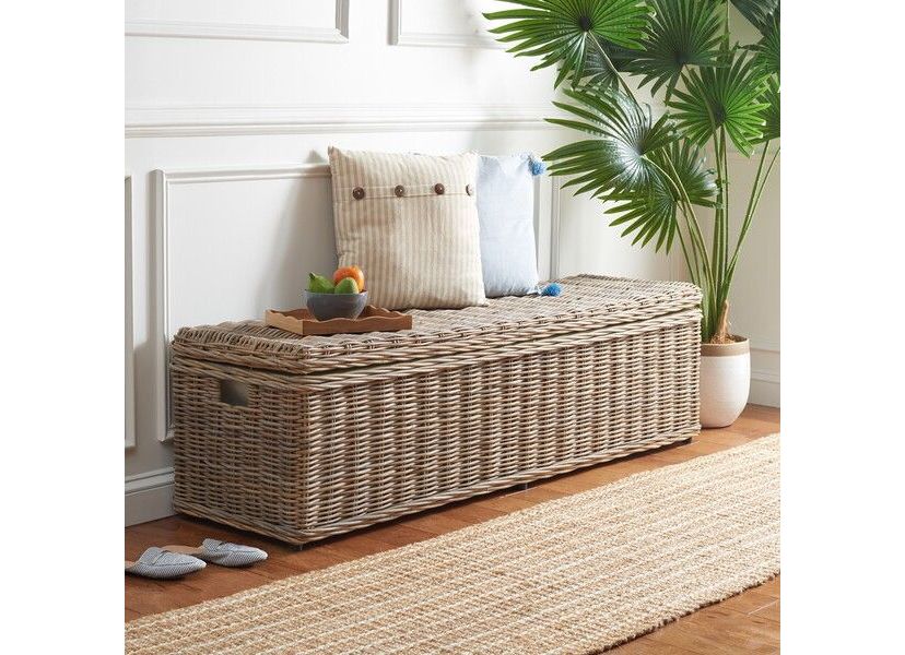 Caius Wicker Bench With Storage