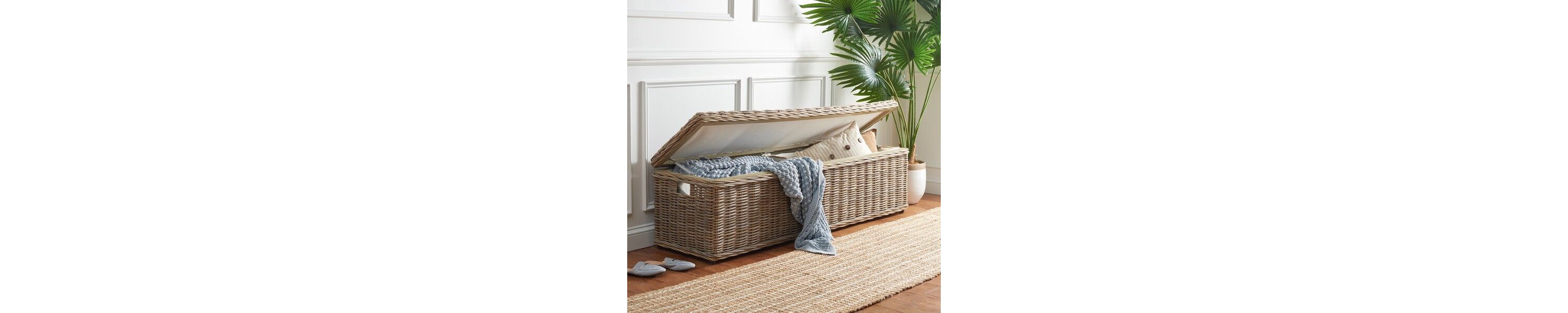 Caius Wicker Bench With Storage