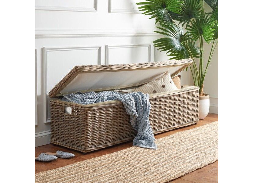 Caius Wicker Bench With Storage