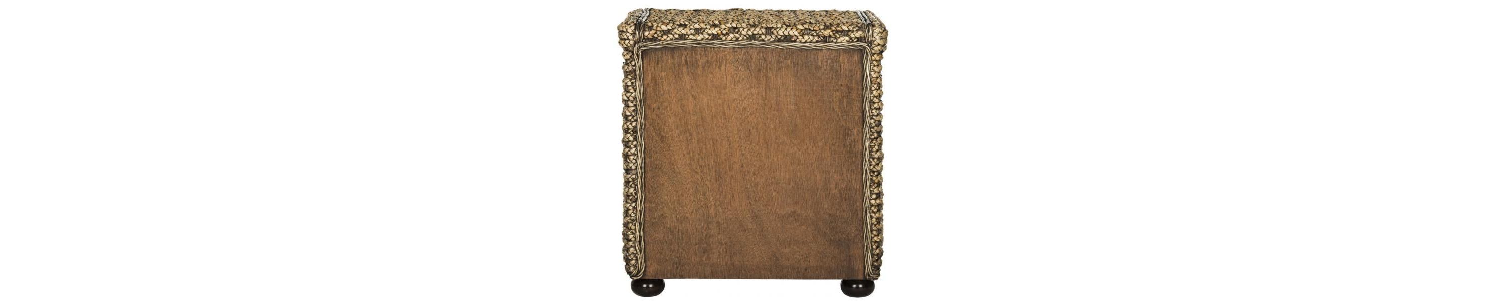 Musa Braided Brown Wash Wicker Nightstand With Drawer And 8"H Storage