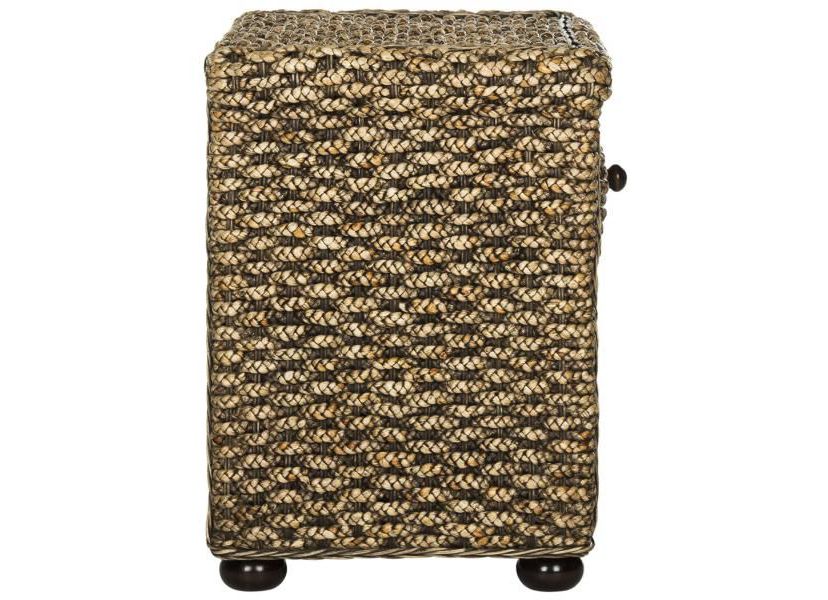 Musa Braided Brown Wash Wicker Nightstand With Drawer And 8"H Storage