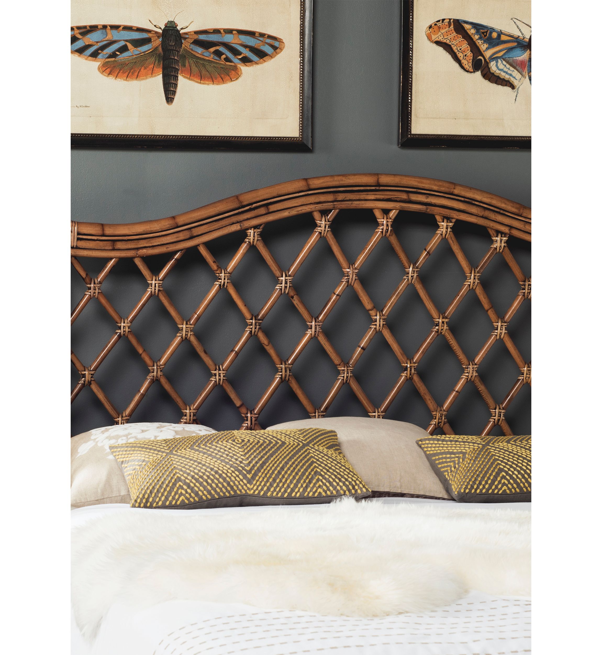 Gabrielle Brown/Multi Wicker Headboard