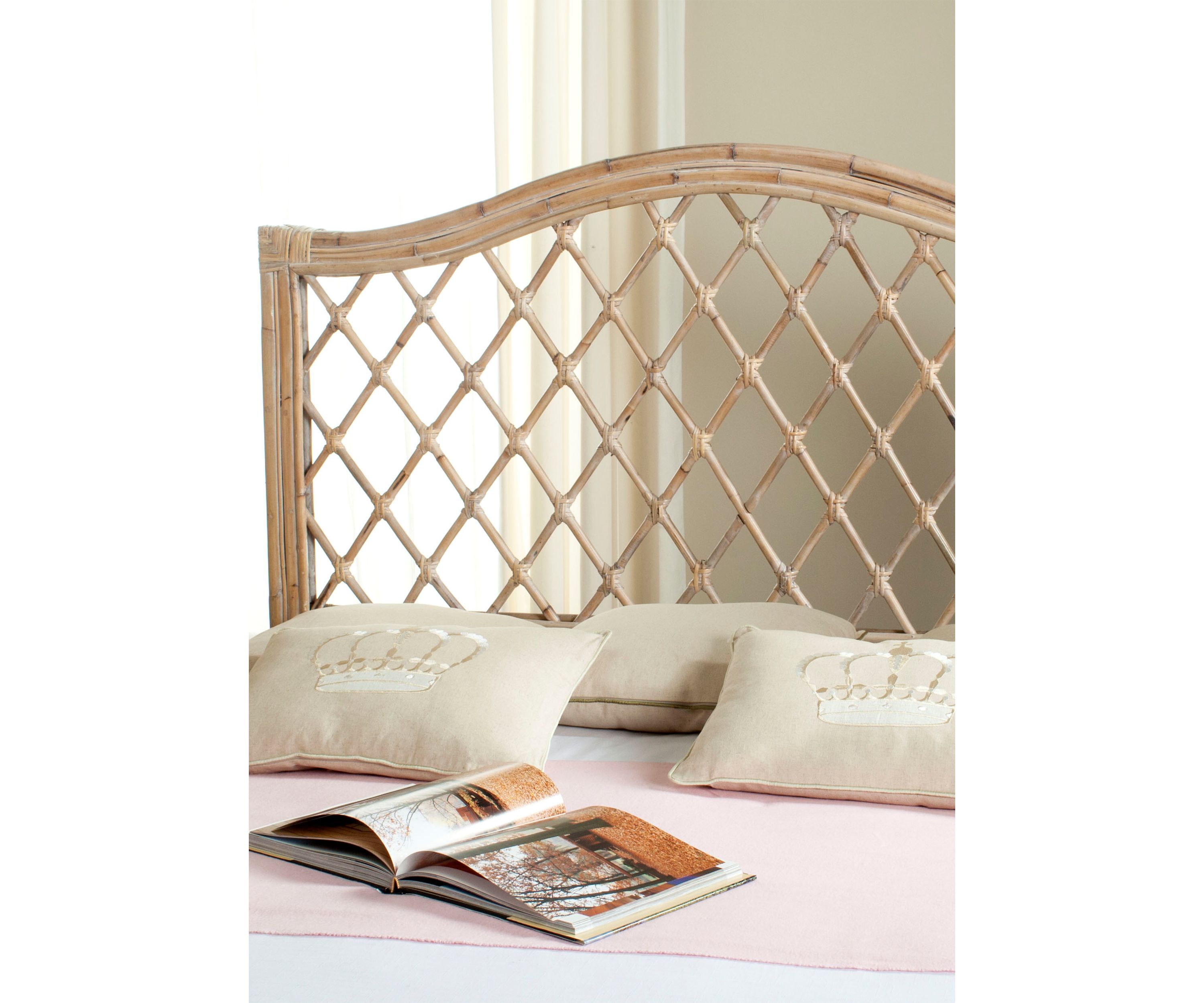 Gabrielle White Washed Wicker Headboard